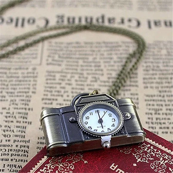 Camera Watch Necklace NEW Pocket Watch Vintage Photographer Gift - Picture 2 of 5